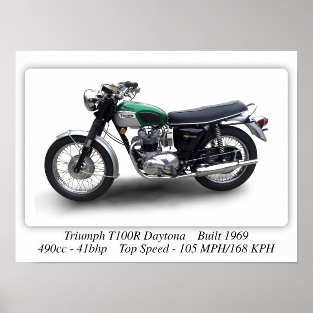 Triumph T100R Daytona Motorrad - A3 Print Poster (Vorne)
