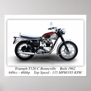Triumph T120C Bonneville Motorrad - A3 Druck Poster