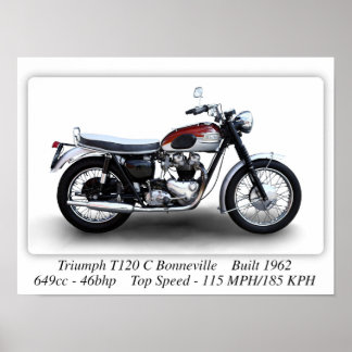 Triumph T120C Bonneville Motorrad - A3 Print Poster