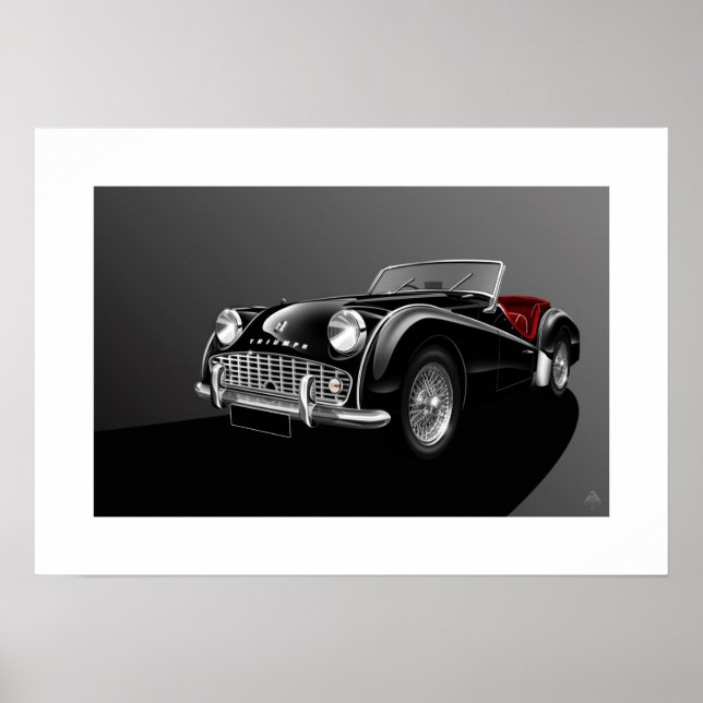 Triumph TR3A Poster Illustration (Vorne)