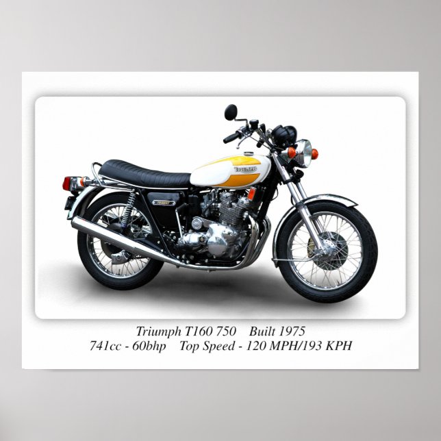 Triumph Trident T160 750 Motorrad - A3 Poster (Vorne)
