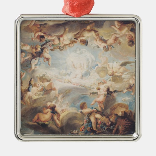 Triumph von Amor über allen Göttern, 1752 Silbernes Ornament (Vorne)