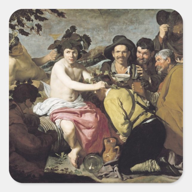 Triumph von Bacchus, 1628 Quadratischer Aufkleber (Vorderseite)