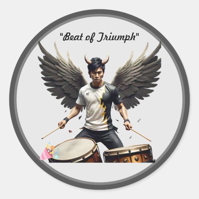 "Triumphant Winged Rhythm" Runder Aufkleber (Vorderseite)