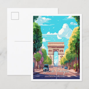 Triumphbogen Kunst Vintage-Reiseillustration Postkarte