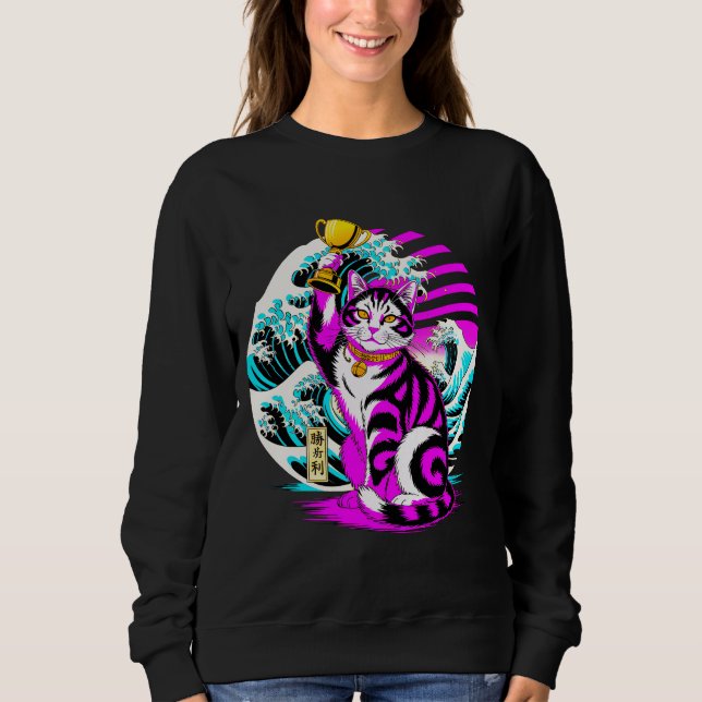 Triumphierende Trophäen-Katzen-Frauen-Sweatshirt Sweatshirt (Vorderseite)