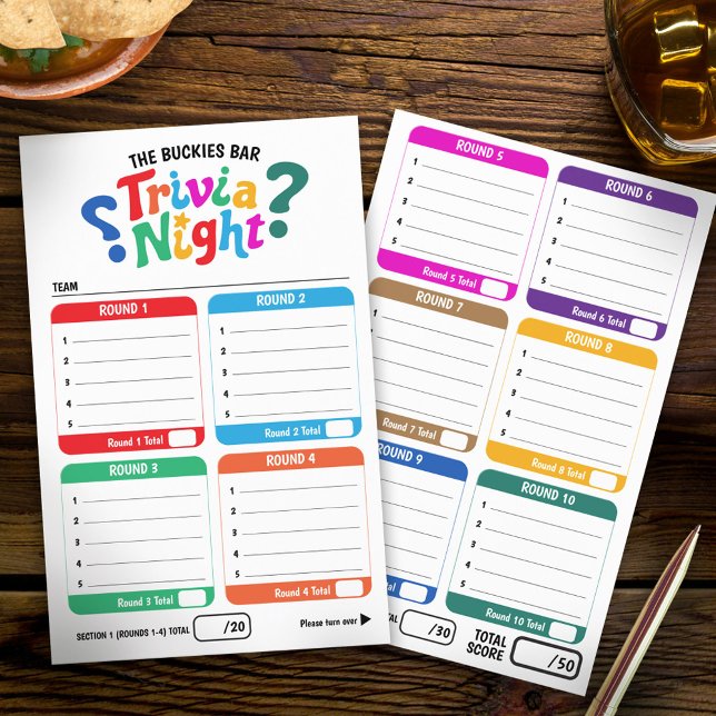 Trivia gaming 50 questions answer sheets flyer (Von Creator hochgeladen)