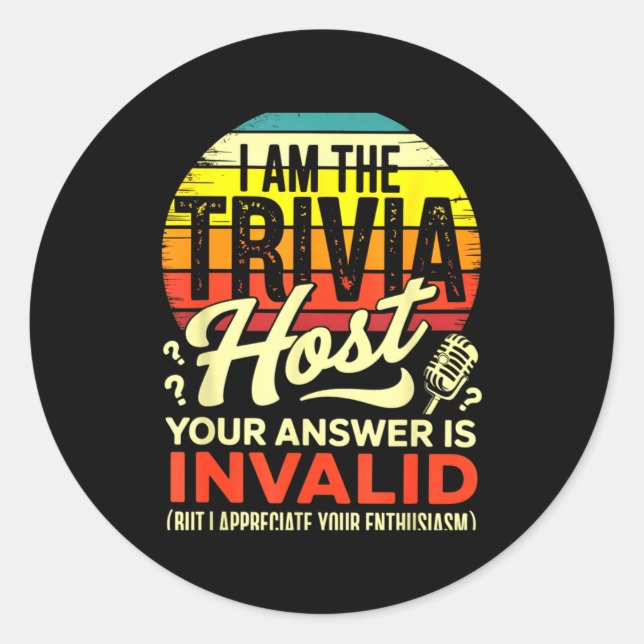 Trivia-Moderator moderiert Trivia-Abend Runder Aufkleber (Vorderseite)