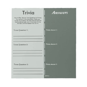 Trivia Party Game - Benutzerdefinierte Frage und A Notizblock