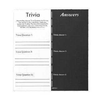 Trivia Party Game - Benutzerdefinierte Frage und A Notizblock
