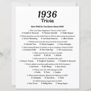 Trivia-Spiel 1936   Geburtstagsparty-Spiel