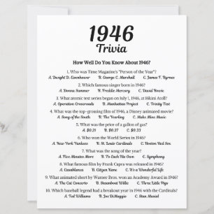 Trivia-Spiel 1946   Geburtstagsparty-Spiel
