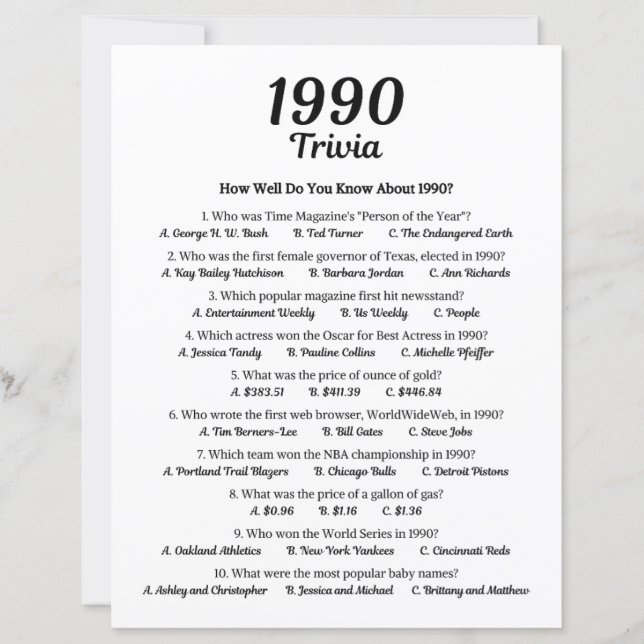 Trivia-Spiel 1990 (Vorderseite)