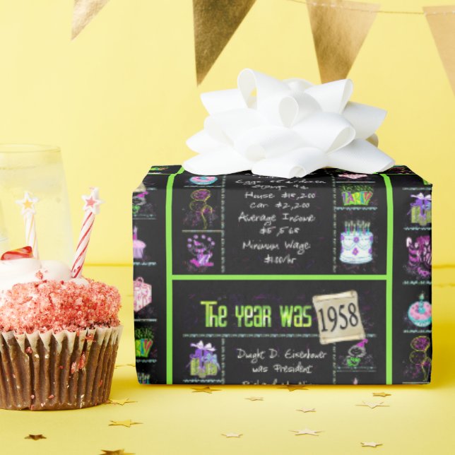 Trivia zum Geburtstag 1958 Geschenkpapier (Geburtstagsparty)