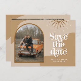 TRIXIE Beige Retro-Foto Save the Date  Einladung