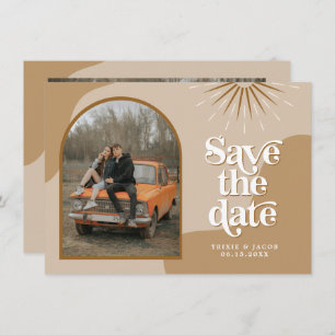 TRIXIE Beige Retro-Foto Save the Date  Einladung