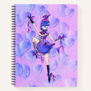 Trixie Cute Ballerina Blaue Ballons  Notizbuch