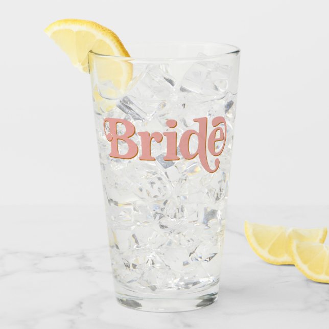 TRIXIE Retro 70er Jahre Groovy Bride Bachelorette Glas (Vorderseite Ice)