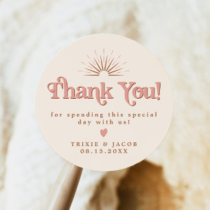 TRIXIE Retro 70er Rosa und Orange Hochzeitsgunstbe Runder Aufkleber