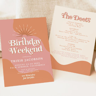 TRIXIE Retro 70's Disco Rosa Geburtstagswoche Einladung