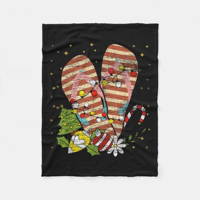 Trocal Xmas Summer Vacation Flip Flops Christmas I Fleecedecke (Vorderseite)