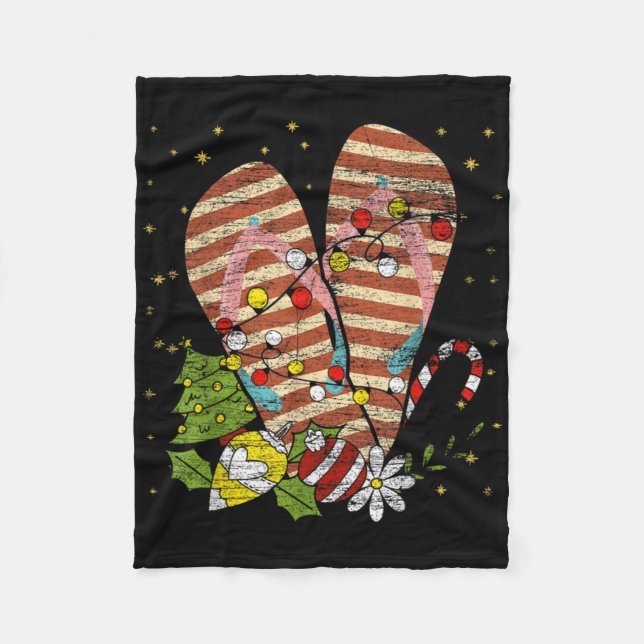 Trocal Xmas Summer Vacation Flip Flops Christmas I Fleecedecke (Vorderseite)