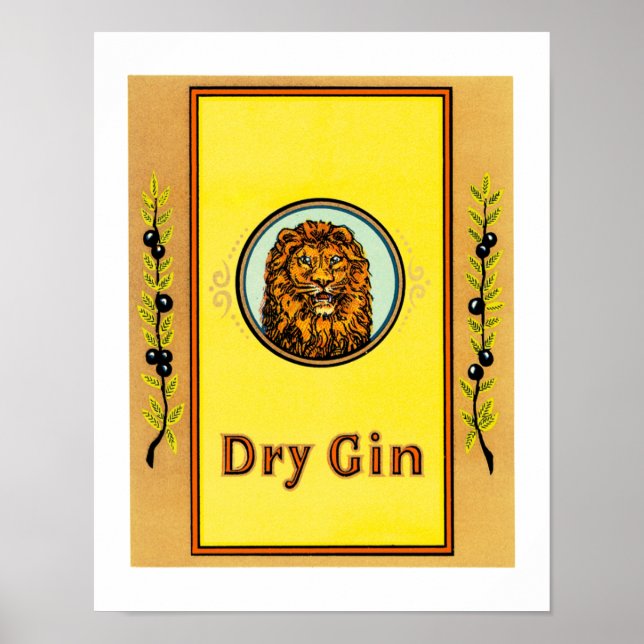 Trocken Gin Löwe Poster (Vorne)