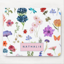 Trockene Aquarell-Blumen mit Vornamen
