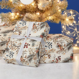 Trockene Blüten und goldfarbene Blätter Wrapping P Geschenkpapier