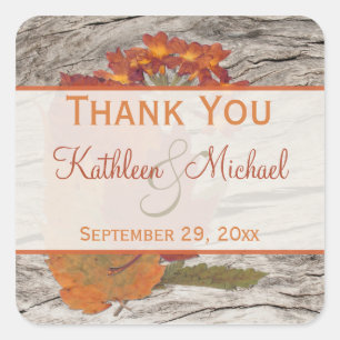 Trockene Herbstblätter, Blume 1,5" Hochzeitsaufkle Quadratischer Aufkleber