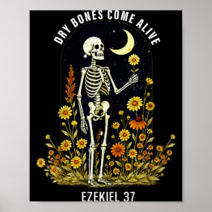 Trockene Knochen werden lebendig Lustiges Skelett Poster