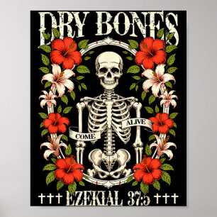 Trockene Knochen werden lustige Skelett-Blumen-Chr Poster