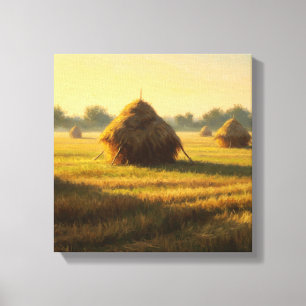 Trockene Weizen gestapelt großen Canvas Print-Baue Leinwanddruck