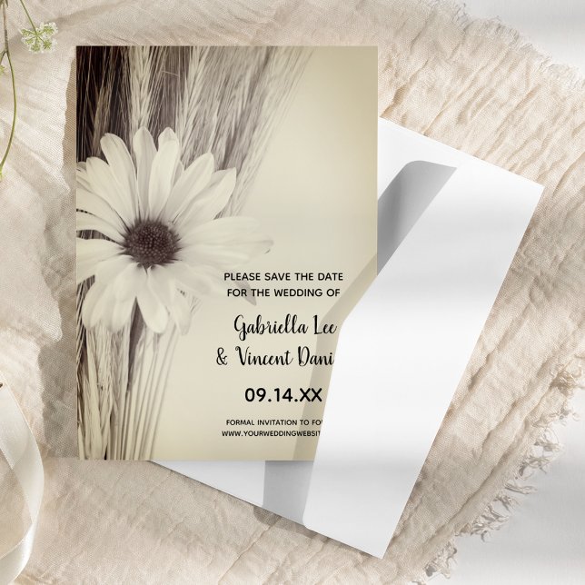 Trockene Weizen- und Daisy-Farm-Hochzeit Sichern S Save The Date (Von Creator hochgeladen)