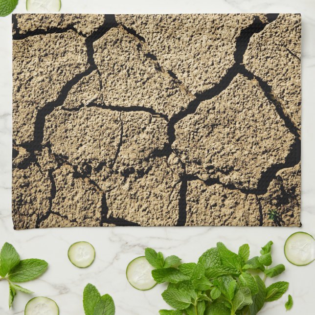 Trockenes Land mit brachliegender Erde in Dürre Küchentuch (Gefaltet)