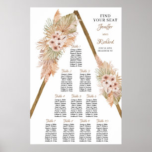 Trockenpalme Pampas Gras Dusty Rose Holzbogen Poster