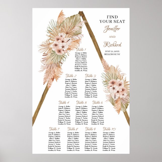 Trockenpalme Pampas Gras Dusty Rose Holzbogen Poster (Vorne)