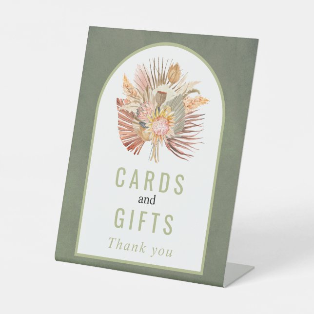 Trockenpalme, Pampas Gras Salbei Sockelschild (Vorderseite)