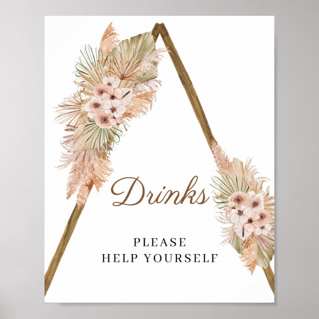 Trockenpalme Pampas Grass Dusty Pink Orchid Schild (Vorne)