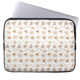 Trockenpalmen und Blume Beige Boho Wasserfarbe Laptopschutzhülle