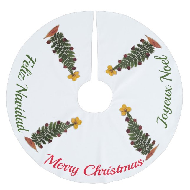 Trockenpresse Blume Weihnachtsbaumrock Polyester Weihnachtsbaumdecke (Vorderseite)