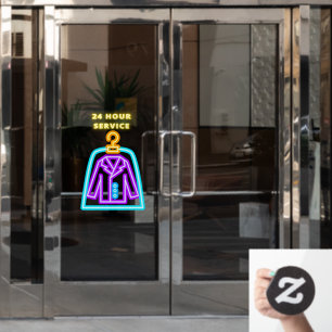 Trockenreiniger Imitate Neon 24 Std. Service Front Fensteraufkleber