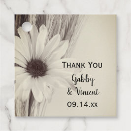 Trockenweizen- und Daisy-Hochzeit Geschenkanhänger