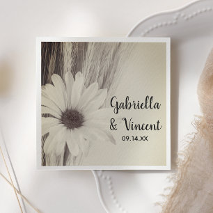 Trockenweizen- und Daisy-Hochzeit Serviette