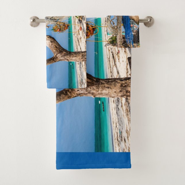 Trocknen der Netze am Strand Badhandtuch Set (Insitu)