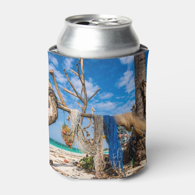 Trocknen der Netze am Strand Dosenkühler (Kanne Vorderseite)