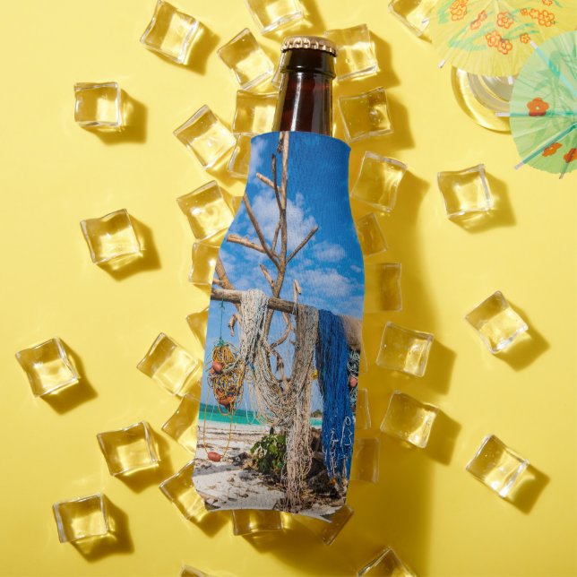 Trocknen der Netze am Strand Flaschenkühler (In Situ Sommer)