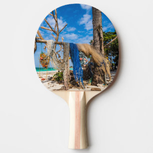 Trocknen der Netze am Strand Tischtennis Schläger