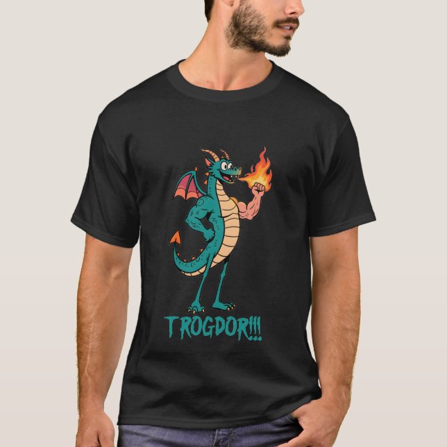 Trogdor Der Burninator - Beefy Arm Drache Meme T-Shirt (Vorderseite)