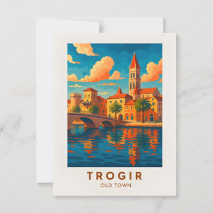 Trogir Croatia Vintage Travel Poster Postkarte